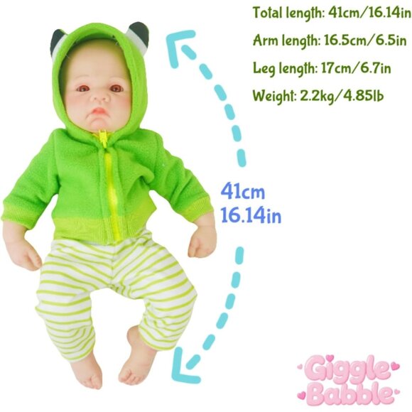 🆕17 Inch Realistic Full Silicone Lifelike Reborn Baby Doll Girl With Open Eyes - Picture 7 of 11